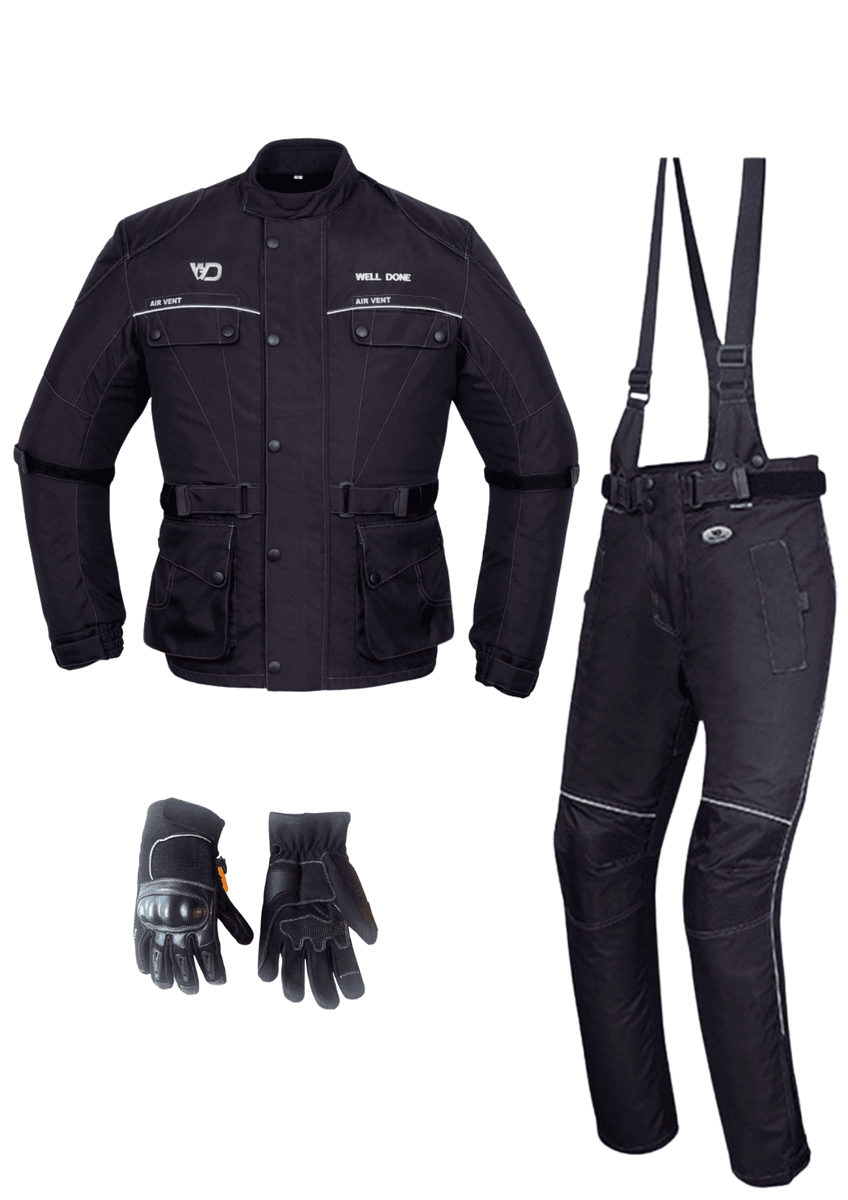    MC PAKKE SORT: Jakke, bukse og hansker